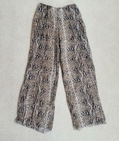 Ralph Lauren Purple Label Python Print Silk Chiffon Palazzo Pants Womens 4 NWT Brown