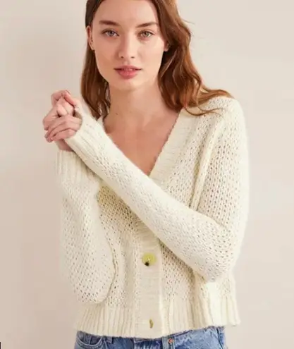 Boden USA Boden Fluffy Open Stitch Cardigan Warm Ivory NEW with Tags