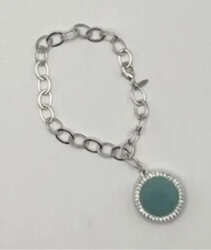 SAQ for Avon 1980s Vintage Necklace & Earring Set Silver tone w/ Aqua Blue