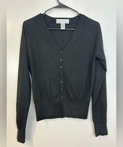 Sutton Studio Black Silk Blend Cardigan Sweater Size Medium Bloomingdales