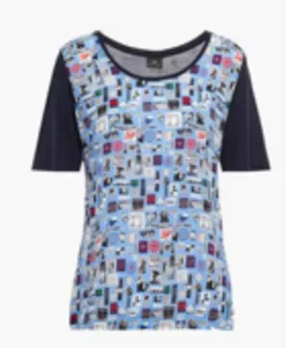 Paul Smith printed silk crepe de chine and modal jersey shirt blue M Size M