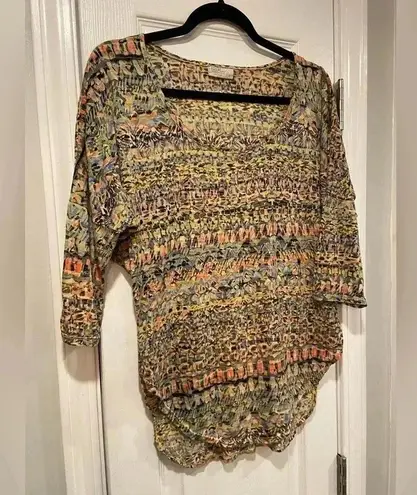 Feather Clothing Soft Brushed Cotton Dolman Sleeve Scoop Neck Top Size M Blue Size M