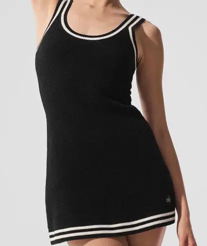 Alo Yoga Tennis Club Sweater Knit Dress Black/Ivory M