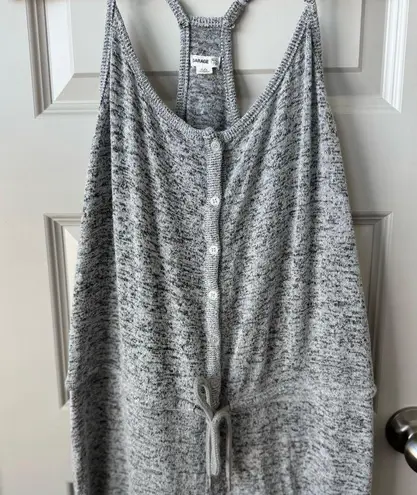 Garage  Button Up Cozy Racerback Jumpsuit in Grey Size Large