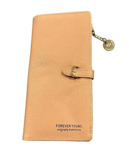 Forever Young Wristlet Wallet Women's Leather Zipper Coin Purse Cash NEW Pink