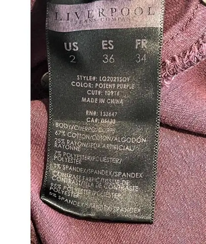 Liverpool Maternity Jeans Womens Size 2 Plum Tummy Panel 26x27 Shaping Baby