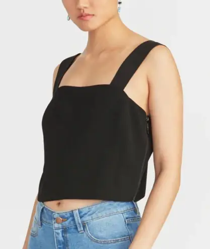 Rachel Roy RACHEL Crop Top Black Reva Top Sz L NWT Sleeveless Square Neck