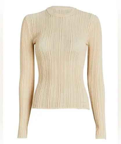 Ulla Johnson Lyana Pullover Cream Ivory Textured Rib Knit Sweater Top Size Large