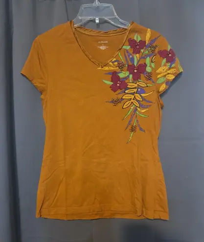 Westbound Floral Orange Beaded Top, Y2k Women's Small Blouse, Fall Cottagecore