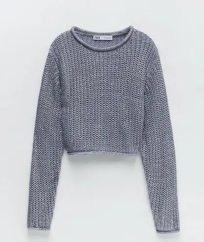 ZARA NWT  Metallic Thread Knit Sweater Crop Top Bloggers Fav Large