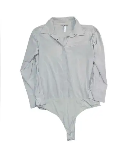 Athleta ‎ River North Sage Green Long Sleeve Button Up Bodysuit Size L