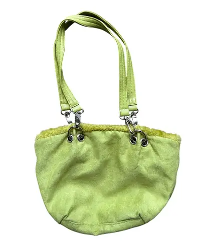 Y2K Green Faux Fur Trim Shoulder Bag