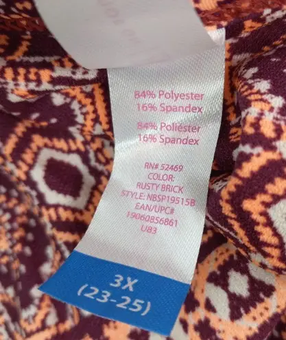 TT 1X 3X Hipster Bikini Bottom In Mauve Floral Boho Pattern Side Grommet Ties Pink