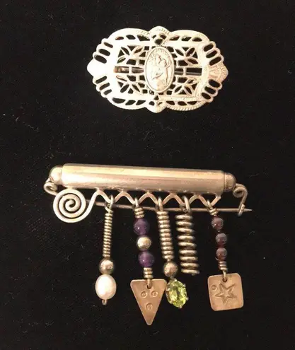 2Vintage Silver Brooches