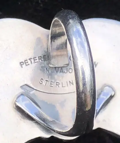 Navajo Handmade Ring 925 Silver Tuquoise sz 7 Artist Signed Peterson Johnson