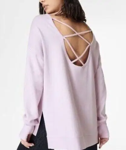 Sweaty Betty  Organic Cotton After Class Cross Back Sweatshirt Light Pink