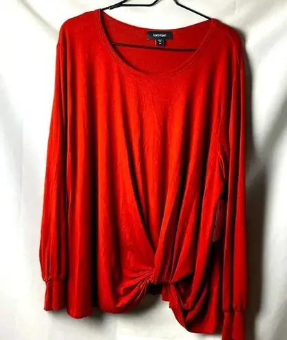 Karen Kane NWT WO SIZE 3X RUST COLOR SUPER SOFT BLOUSON SLEEVE TWIST TIE HEM
