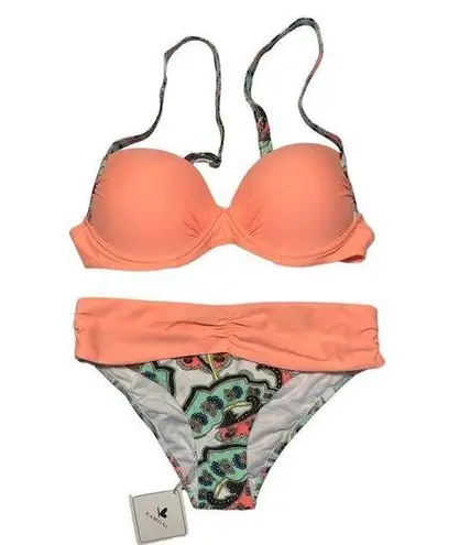 Kamoni Bikini Swimsuit Size Small Peach Multicolor Push Up New Island Beach Boat Orange