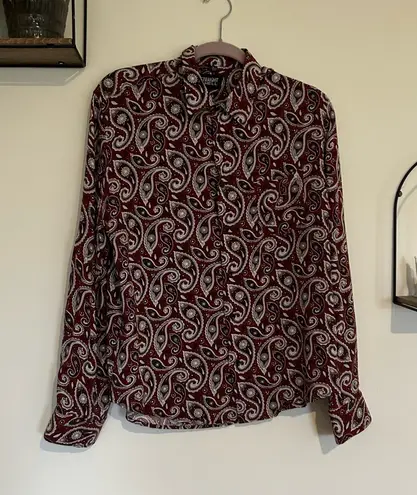 Straight to Hell Between the Buttons Long Sleeve Button Up Shirt Size Large Red