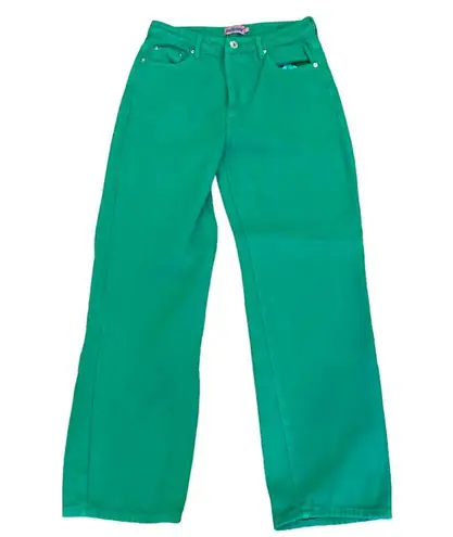 Edikted Green High Rise Waist Wide Leg Jeans Denim M 28