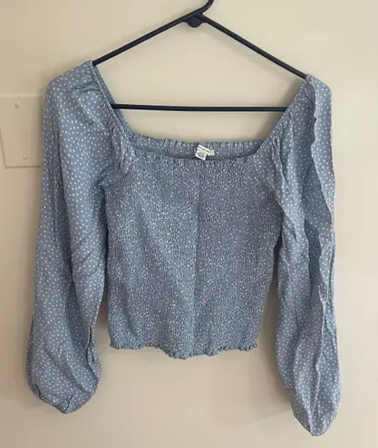 American Eagle Off The Shoulder Blue Long Sleeve Top