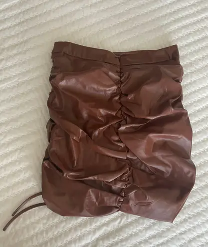 Princess Polly Faux Leather Mini Skirt Brown Size 4