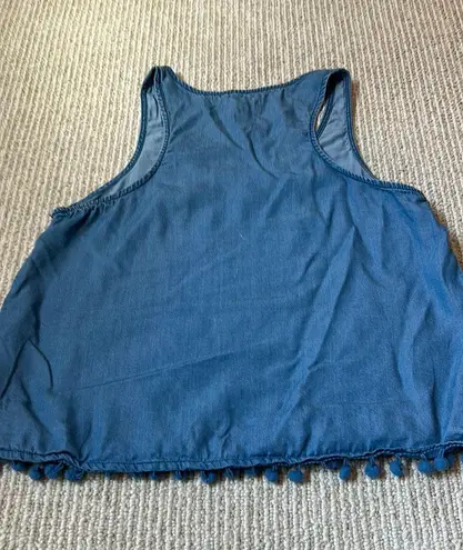 Francesca's TGLA  Pom Pom Chambray Tank - Image 4