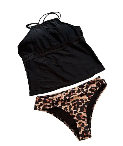 Beachsissi NWT, Criss Cross Back Tummy Control Black Tankini Set