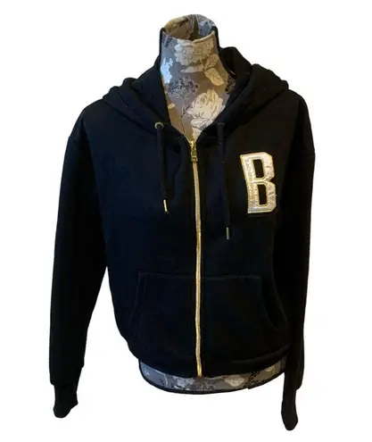 Bebe  Black Hooded Zip Up Sweatshirt size large