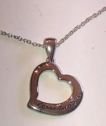 Grandmother Silver Tone Stainless Steel Grandmother Heart Pendant Necklace