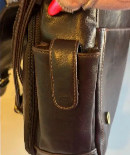 Faux leather Messenger/hand Bag Brown