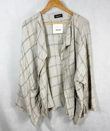 Eskandar Linen Open Cardigan Mid Plus Jacket Coat Size 1 Large grey