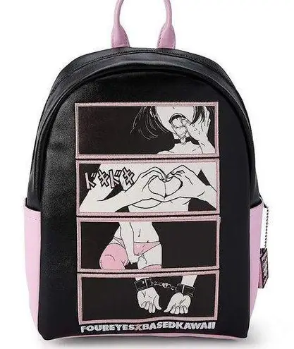 RARE iiii FourEyes x Based Kawaii Four Panel Hentai Black Pink Mini Backpack
