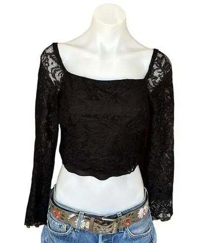 Kirious Black Lace Crop Top MEDIUM Corset Bustier Wiccan Witchy Whimsigoth  LA - Image 1