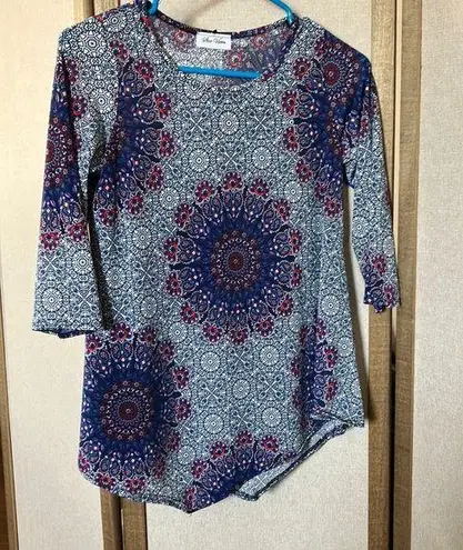 Star Vixen Blue Asymmetrical 3/4 Sleeve Tunic petite small Size undefined
