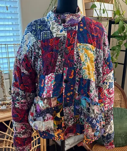 Vintage 80s/90s We Be Bop Multicolor Boho Floral Paisley Patchwork Bomber Jacket Size undefined
