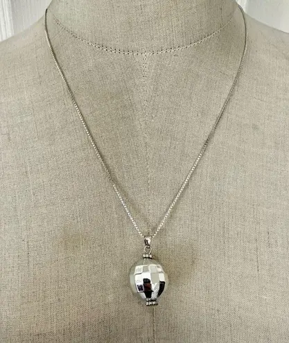 Silver tone Disco ball pendant necklace