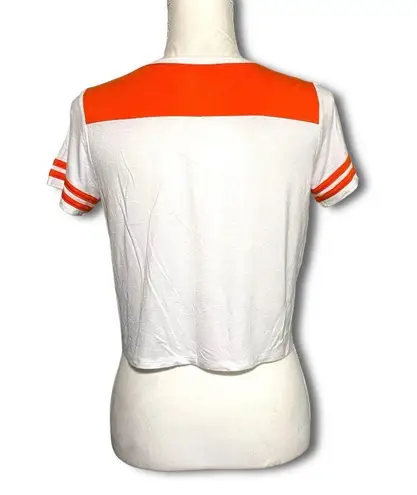 5th & Ocean NWOT Ladies’ XS Or Girls’ 10 Clemson Tigers Cropped Tee Top Glitter New Orange White Crop Top