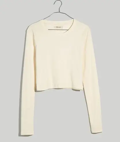 Madewell  Ribbed Supercrop Crewneck Long-Sleeve Cropped Tee Antique Cream NG581