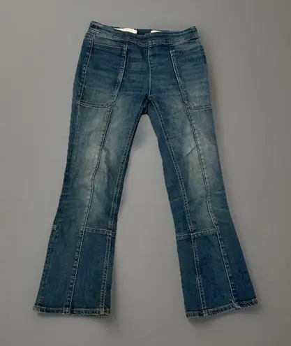 Pilcro and the Letterpress Pilcro Flare Leg Jeans Patchwork Pockets High Rise Denim Size 26