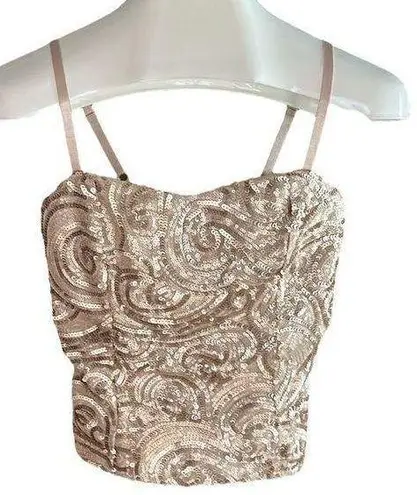 Body Central Sequined Tank Top with Smocked Back