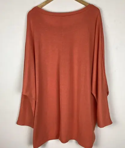 Zanzea Collection Coral Orange Tunic Top 3/4 Sleeve Hi Low Hem Size XXXXL