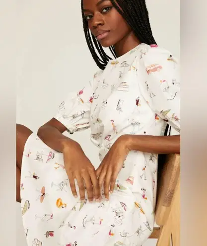 Hugo Boss Daranta Dress White Palm Springs Print Mini Size 4 beach tropical