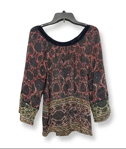 Tracy Reese Plenty  Womens Tunic Top Multicolor Floral Long Sleeve Petites P