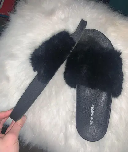 Steve Madden Fuzzy Slides - Image 1