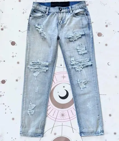 One Teaspoon  Awesome Baggies Light Acid Wash Distressed Jeans