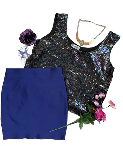 Vintage silk sleeveles sequin top Multiple Size L