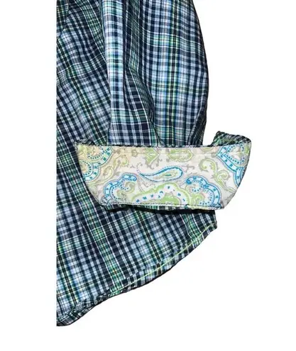 Roughstock Panhandle Button Up Shirt Womens Medium Blue Green Pattern