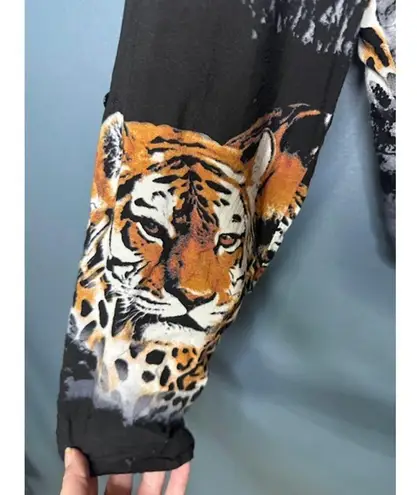 Painna Long Sleeve Crop Top Womens Med/Large Art To Wear Tiger Goth Grunge Y2K Black