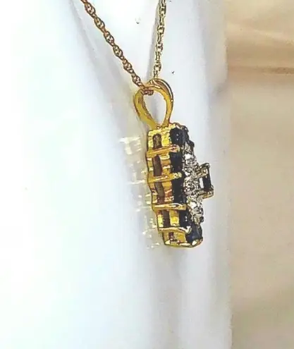 Sapphire and Diamond Vermeil Pendant & 14kt Yellow Gold Spring Clasp Necklace